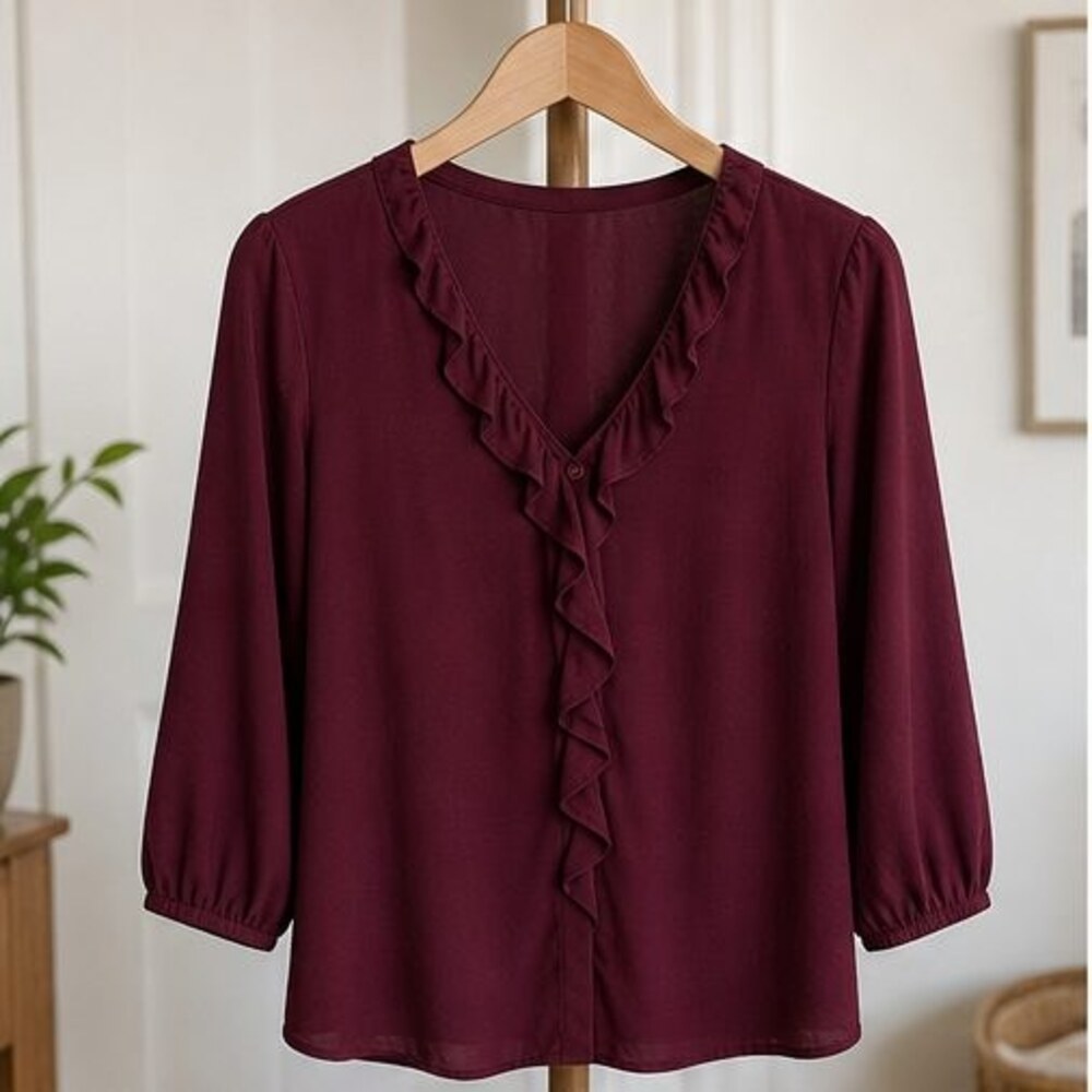 Burgundy Button Blouse